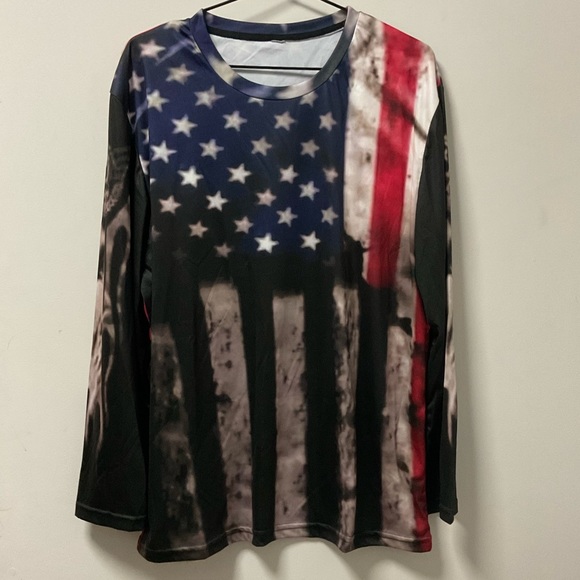 🇺🇸Men’s American Flag Loose Retro Round Neck Cool Feel Long Sleeve Shirt! - Picture 6 of 6